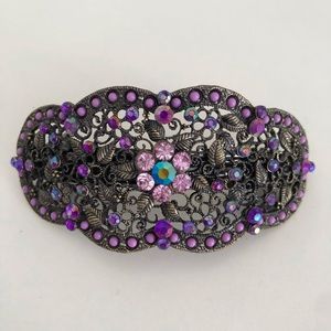 Vintage purple crystal rhinestone hair clip
